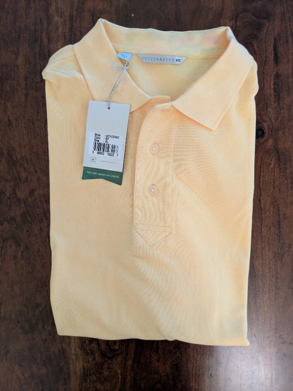 Cutter And Buck - Men's 100% Cotton Polo Shirt - Yellow - Size XL - New With Tag